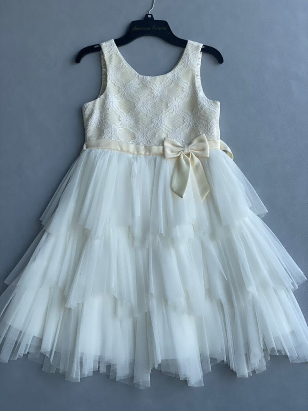 AMERICAN PRINCESS OFF-WHITE IVORY SPECIAL OCCASION TULLE DRESS BOW - SIZE 10